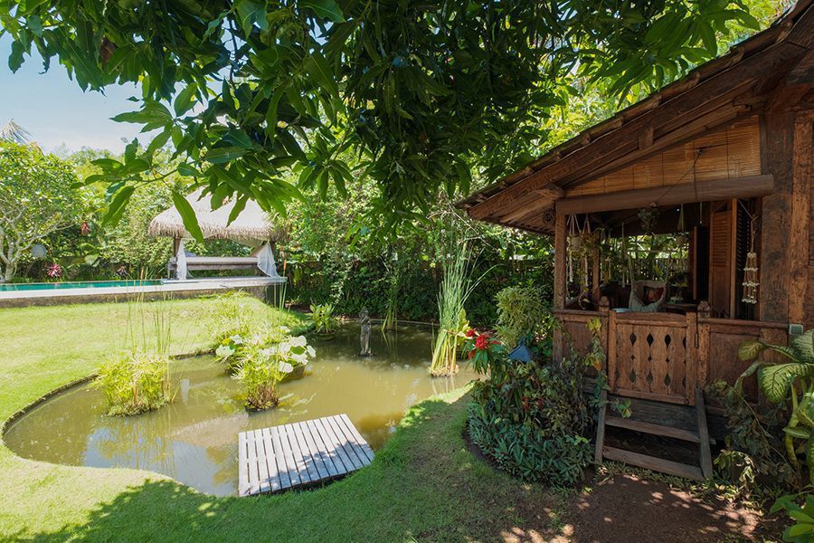 Luxury outdoor pond area, Bali retreats, Bliss Sanctuary For Women, New Canggu Sanctuary,