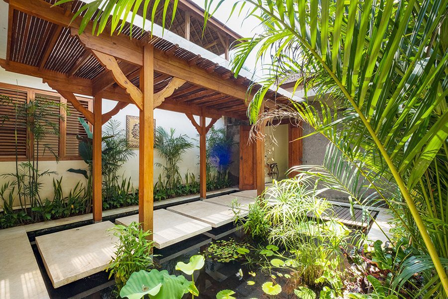 Luxury outdoor pond area, Bali retreats, Bliss Sanctuary For Women, New Canggu Sanctuary,