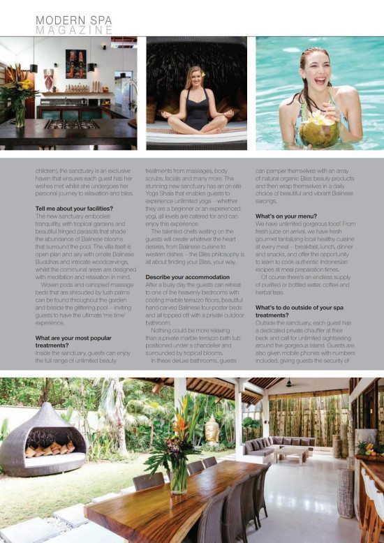 Modern Spa Magazine: Bliss Sanctuary, Seminyak