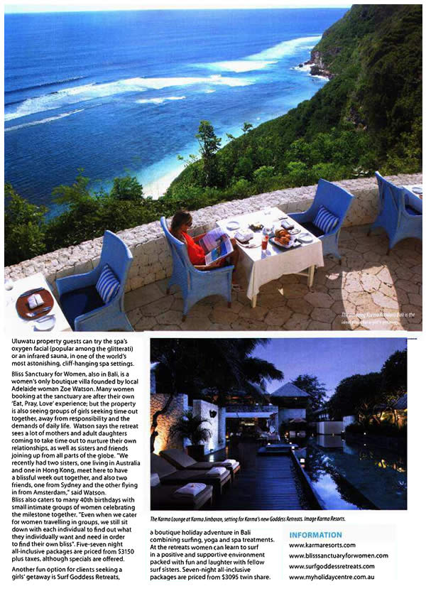 Travel Talk: Glam Girls' Getaways - Bliss Sanctuary For Women