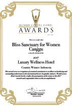 World Luxury Hotel Awards - Bliss Sanctuary For Women, Canggu - 2017 Luxury Wellness Retreat - Indonesia Winner