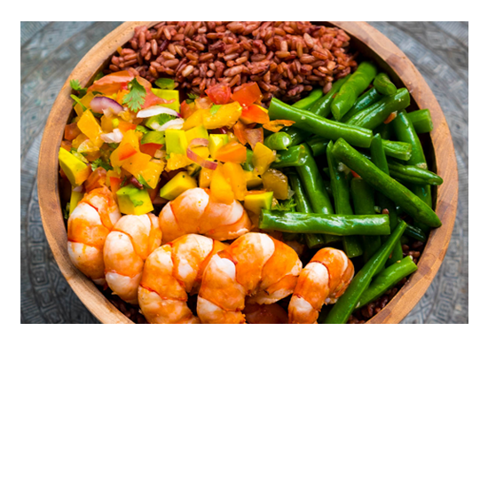 Unlimited food at Bliss Bali Retreat - Prawn and Bliss Salsa Healthy Bowl Unlimited food at Bliss Bali Retreat - Prawn and Bliss Salsa Healthy Bowl