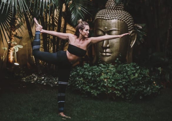 Nadia Stamp doing yoga at Bliss Bali retreat