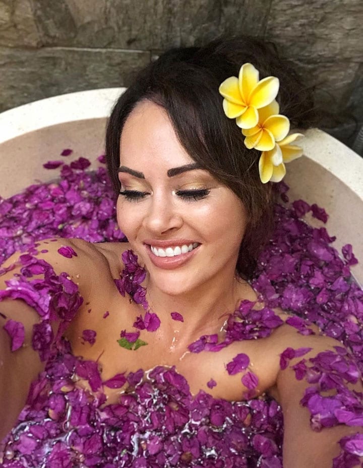 Hayley Sparkes wellness flower bath Bliss Bali retreat