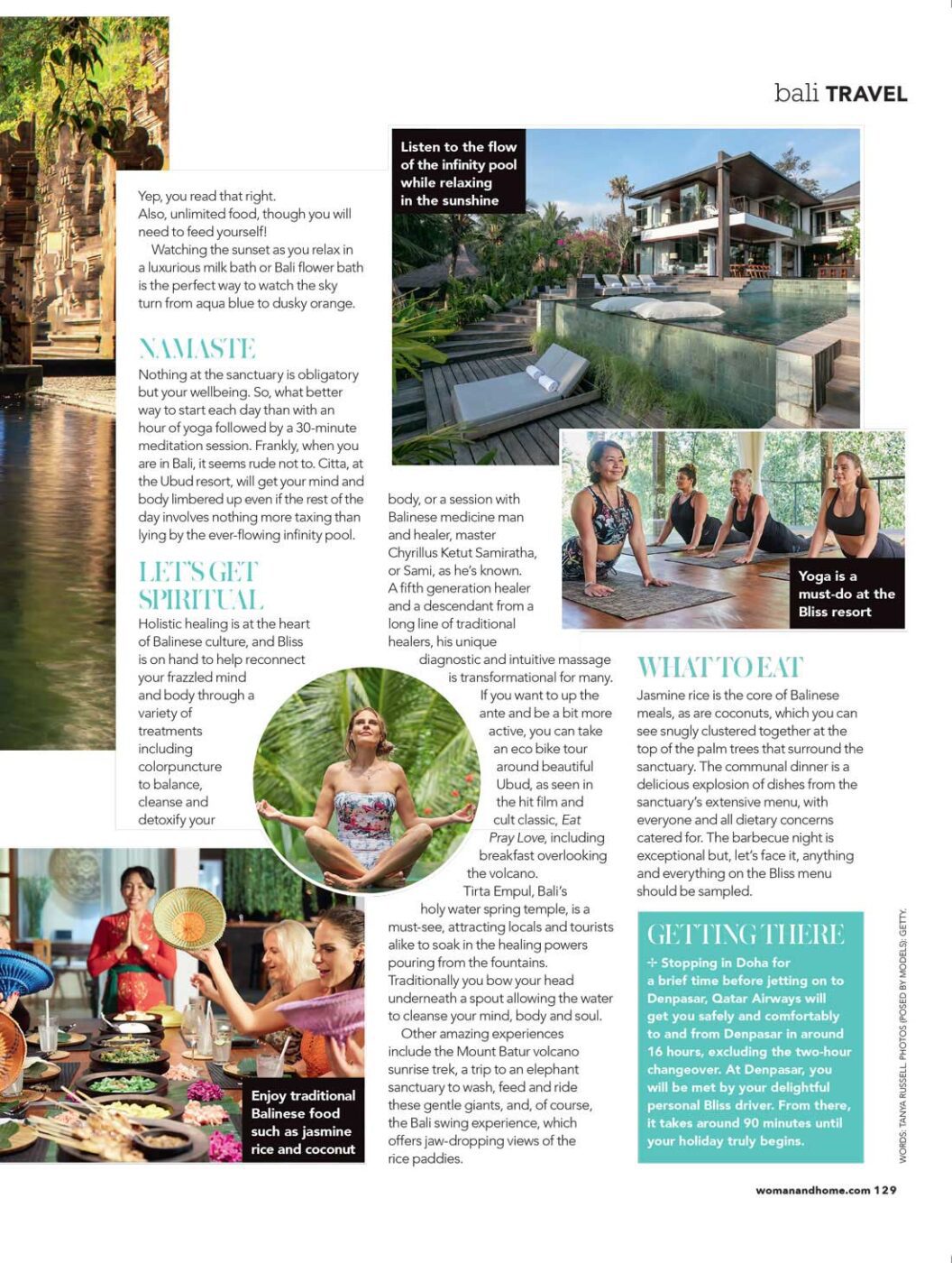 Bliss Sanctuary for Women featured in Woman & Home Magazine