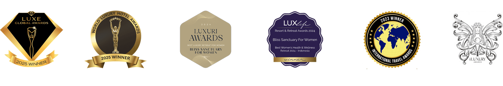 Bliss Sanctuary for Women awards logos 2023