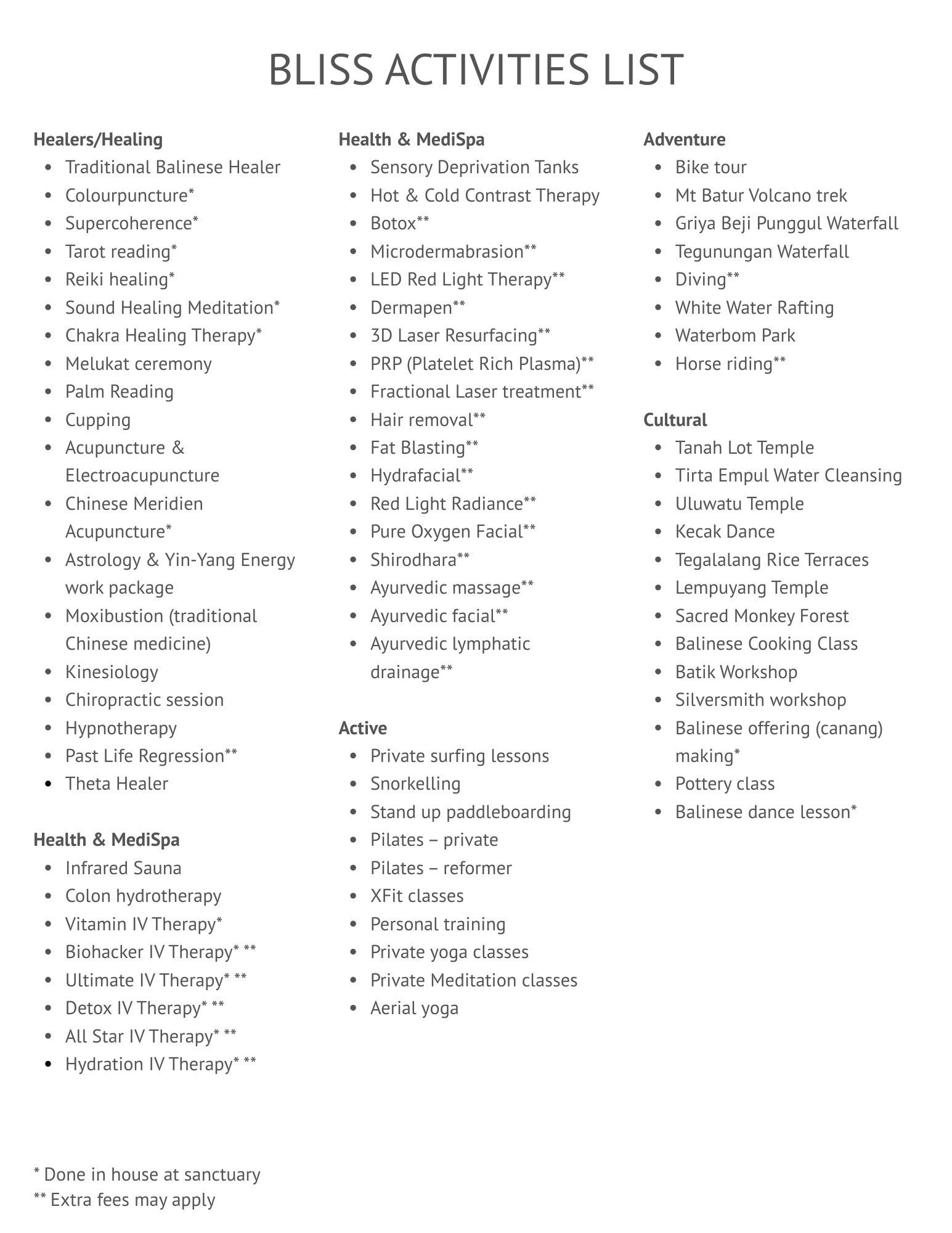 Bliss Activities List